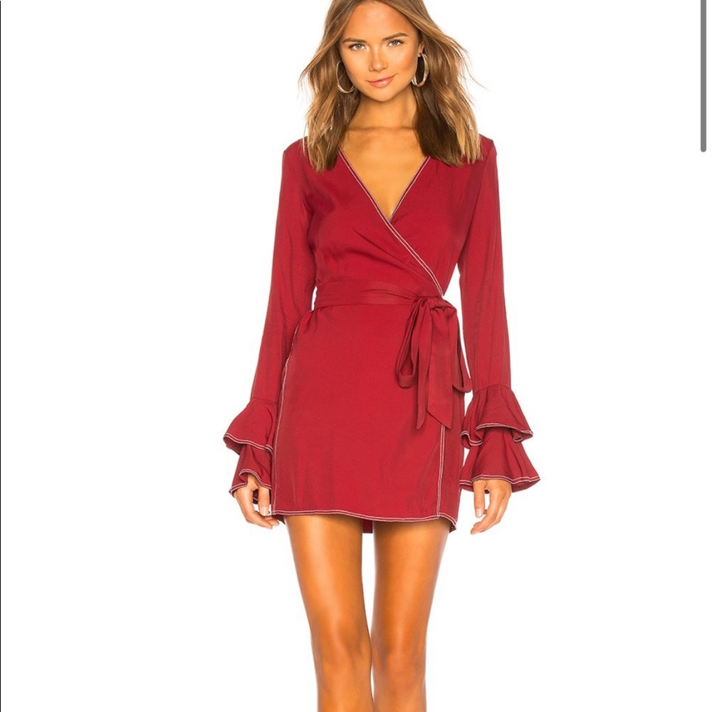 Mini burgundy wrap dress